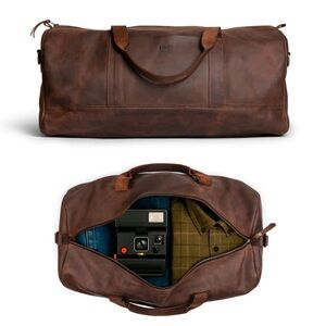 STOCKYARDX Premium Brown Leather Travel Duffel